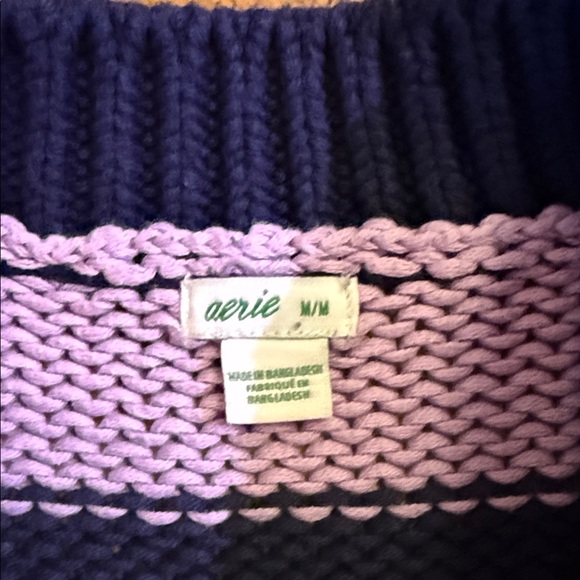 Aerie Lavender and Navy Striped Sweater M - Picture 2 of 3